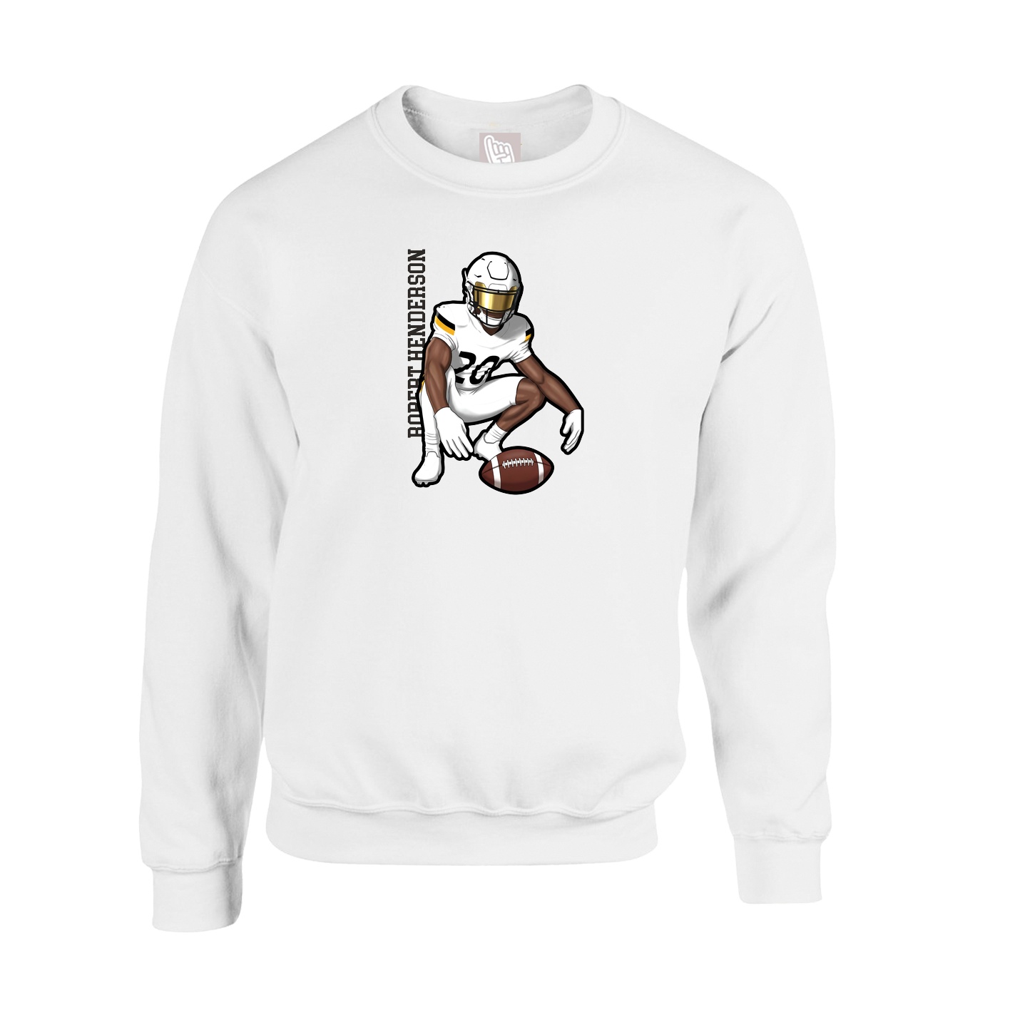 Fleece Crew — Name Vertical in White