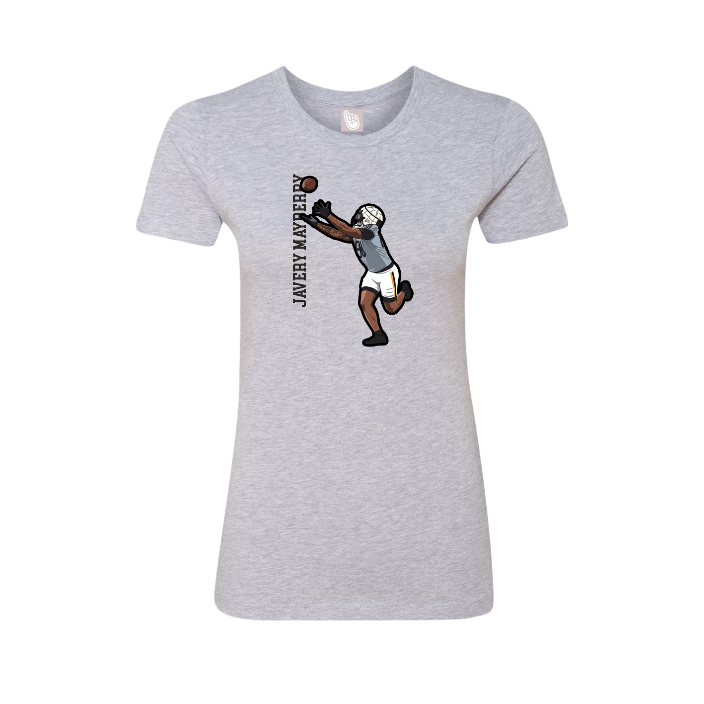 Fitted Women's Tee — Name Vertical in Grey
