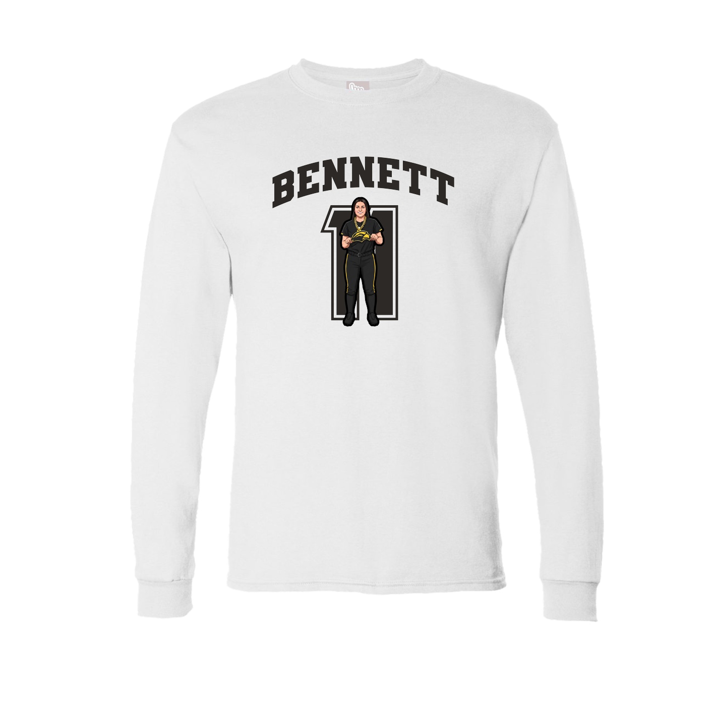 Long Sleeve Tee — Number in White