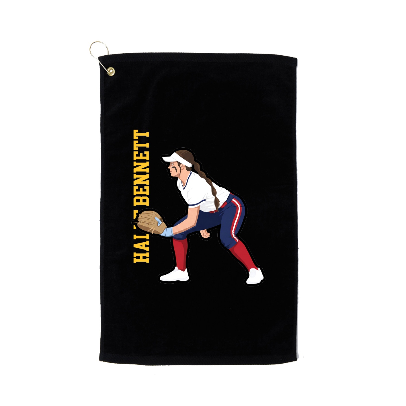 Golf Towel — Name Vertical in Black