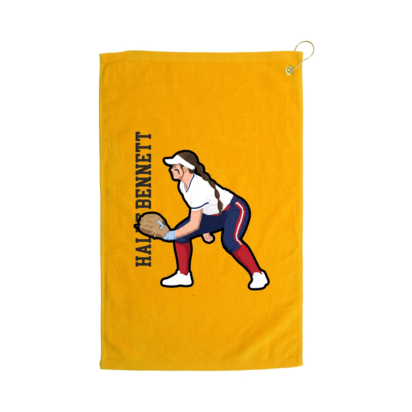 Golf Towel — Name Vertical in Gold