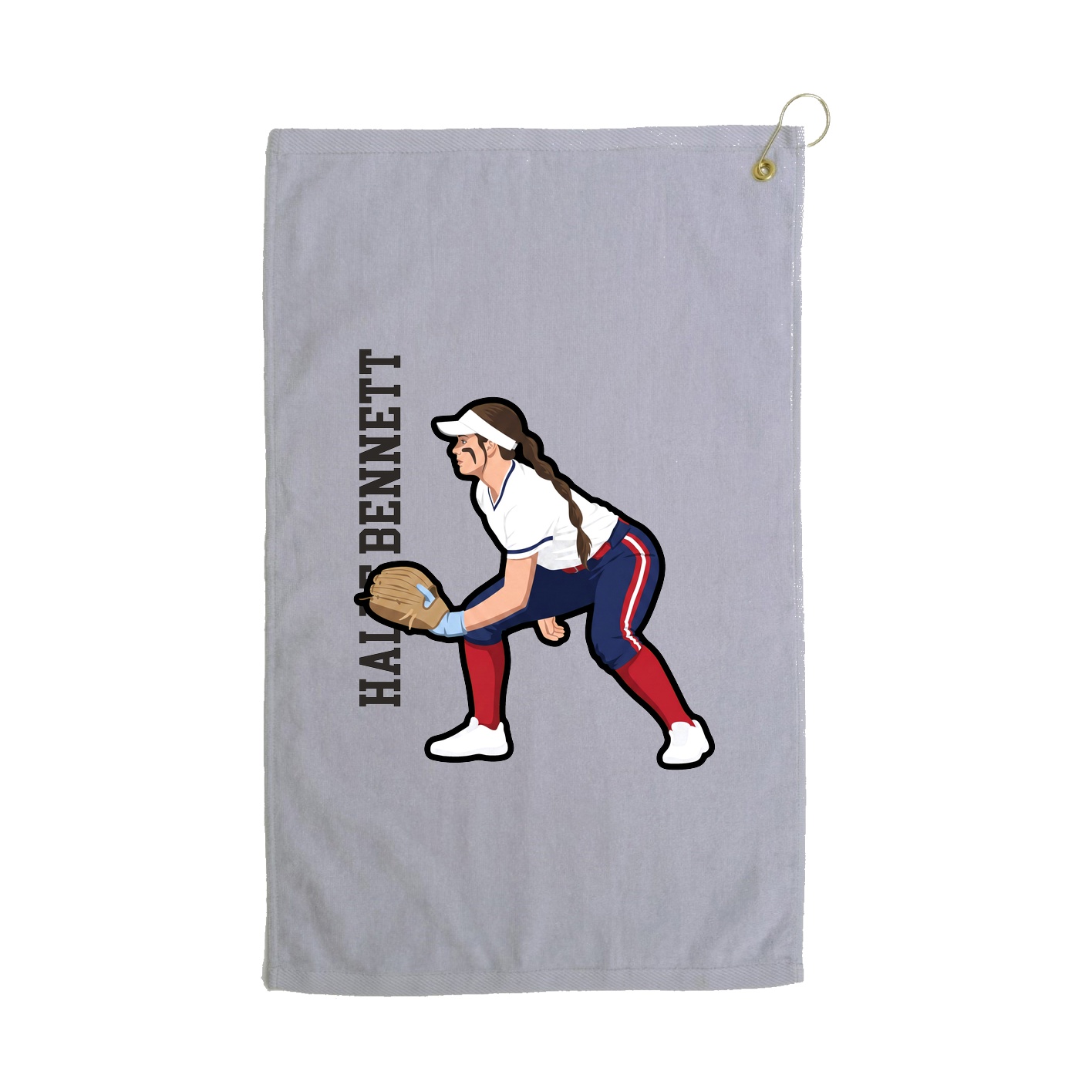 Golf Towel — Name Vertical in Grey