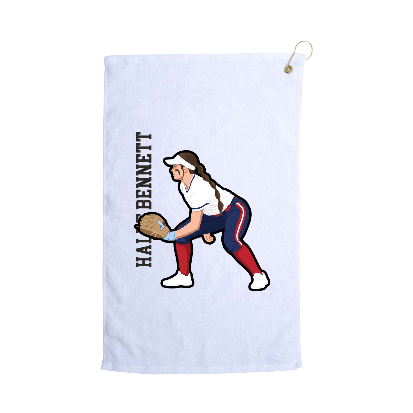 Golf Towel — Name Vertical in White