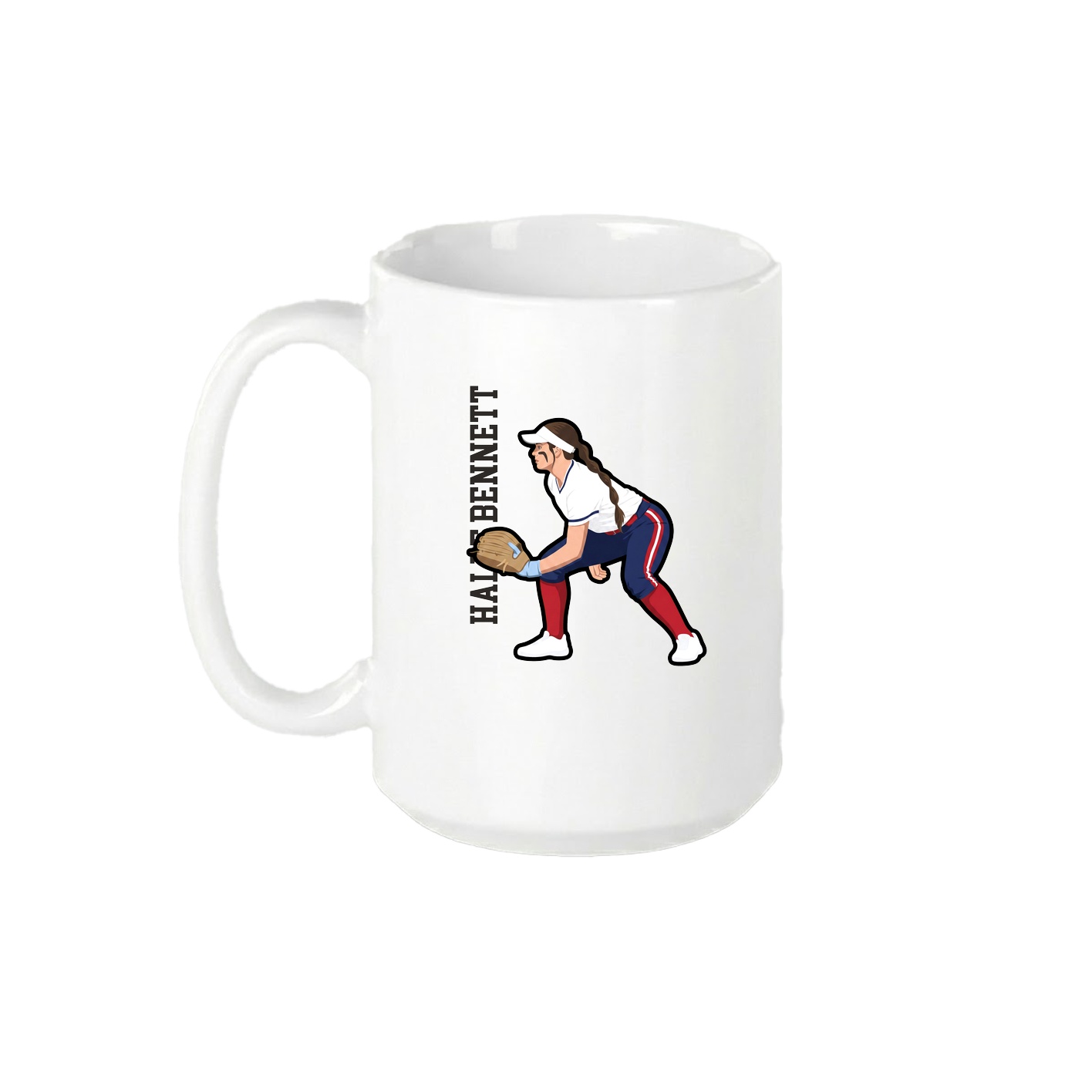15oz Coffee Mug — Name Vertical in White