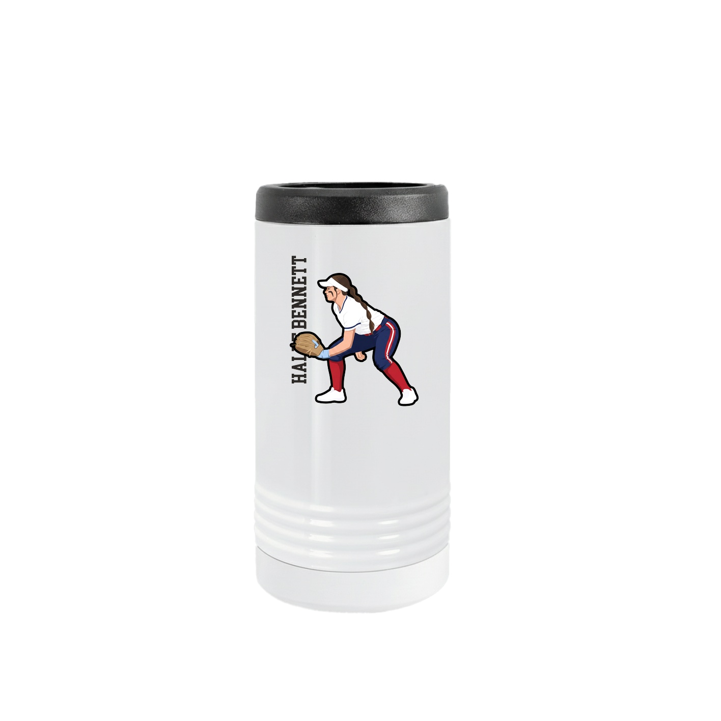 Slim Beverage Holder — Name Vertical in White
