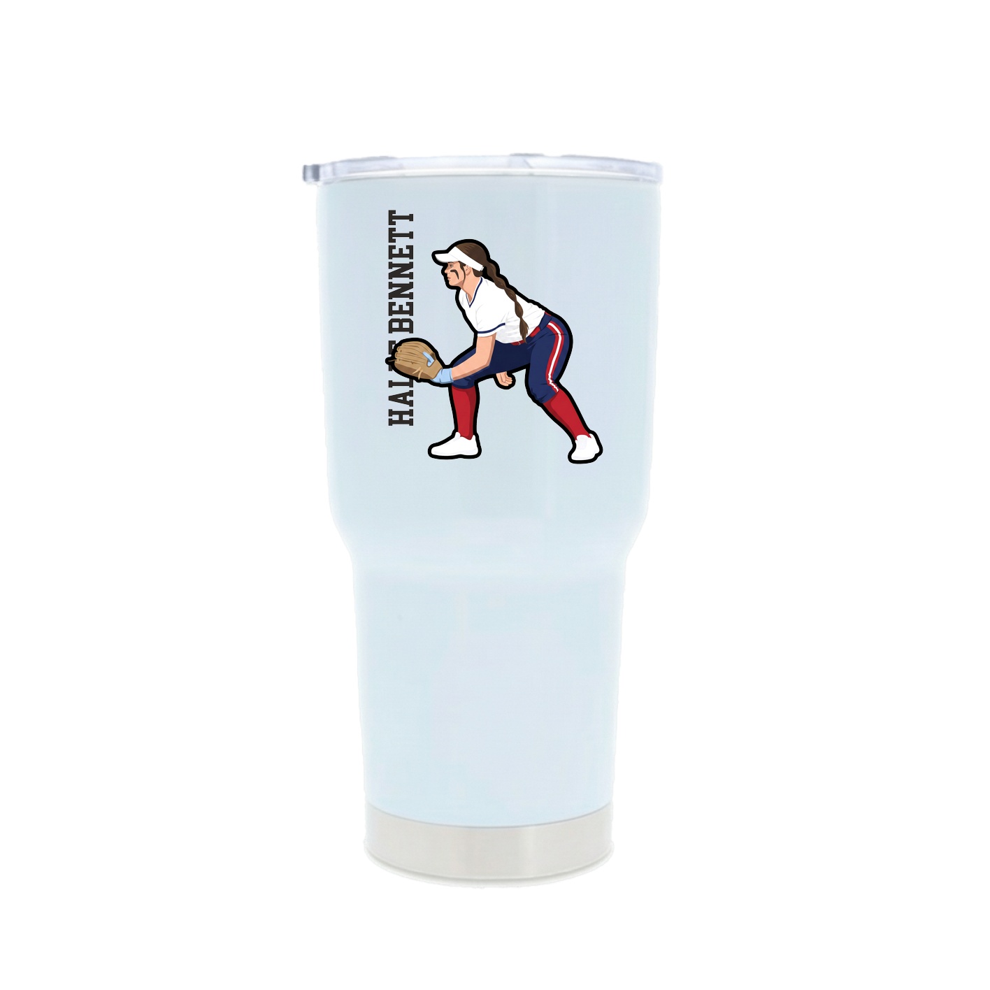 30oz Stainless Steel Tumbler — Name Vertical in White
