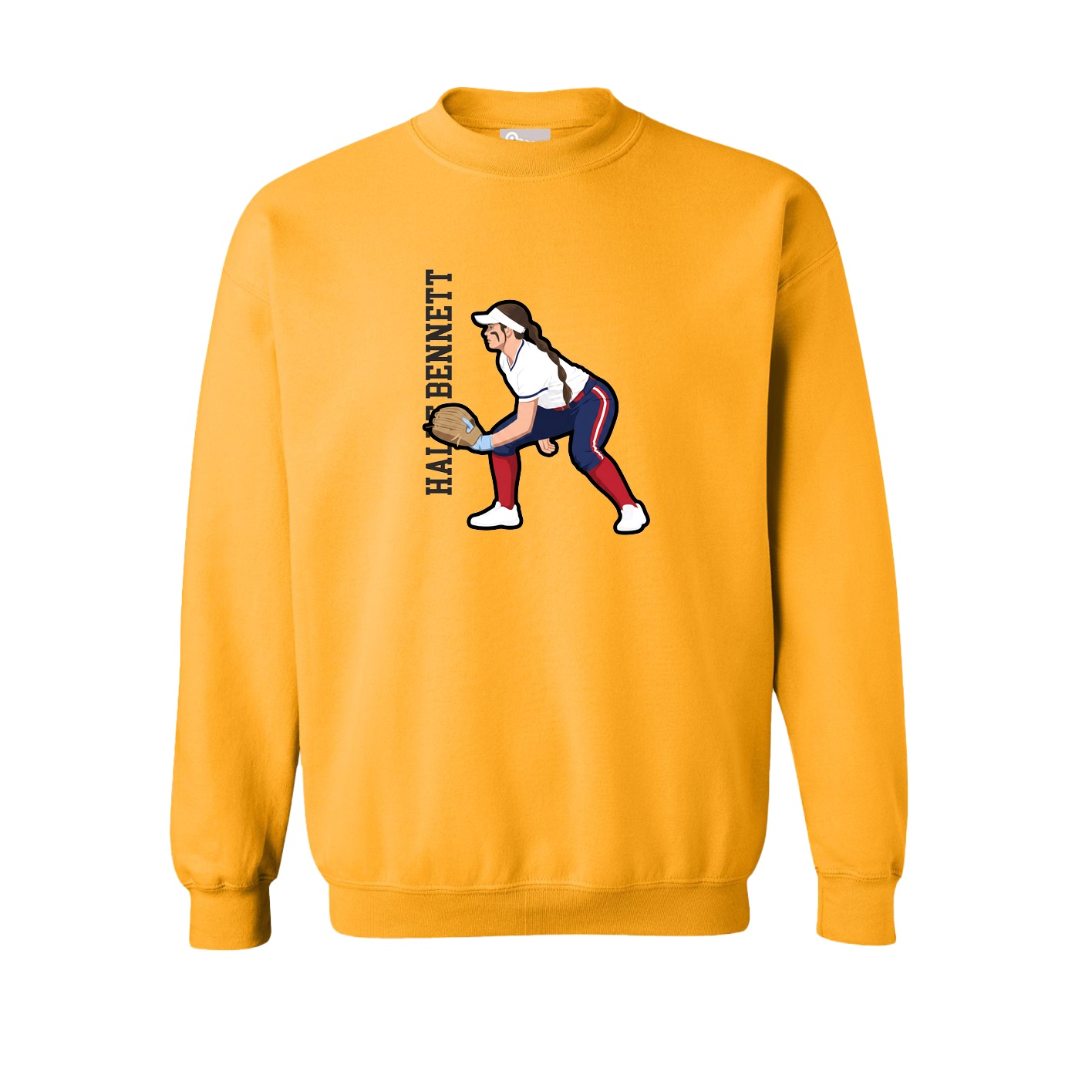 Fleece Crew — Name Vertical in Gold
