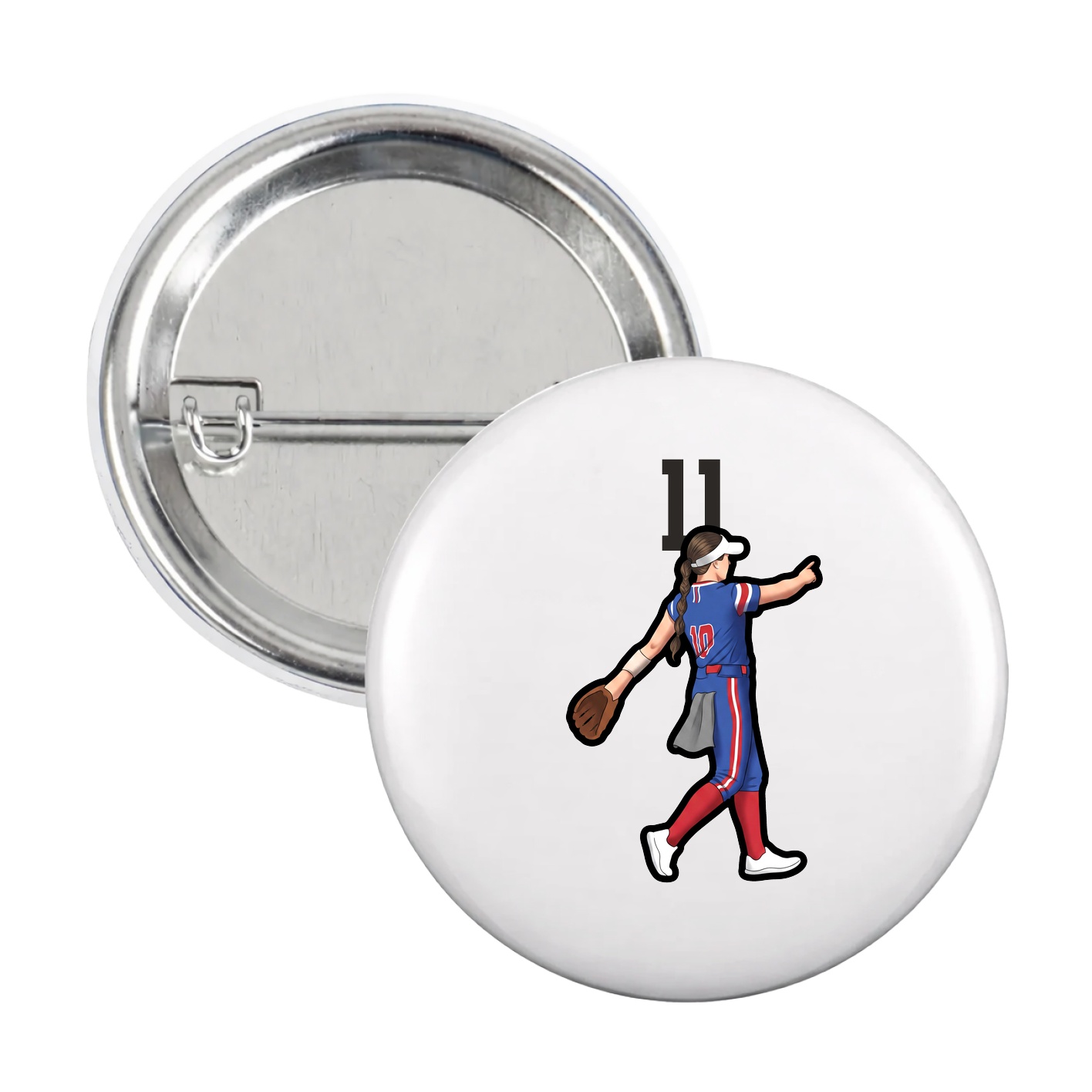 Game Day Button — Number Top in White