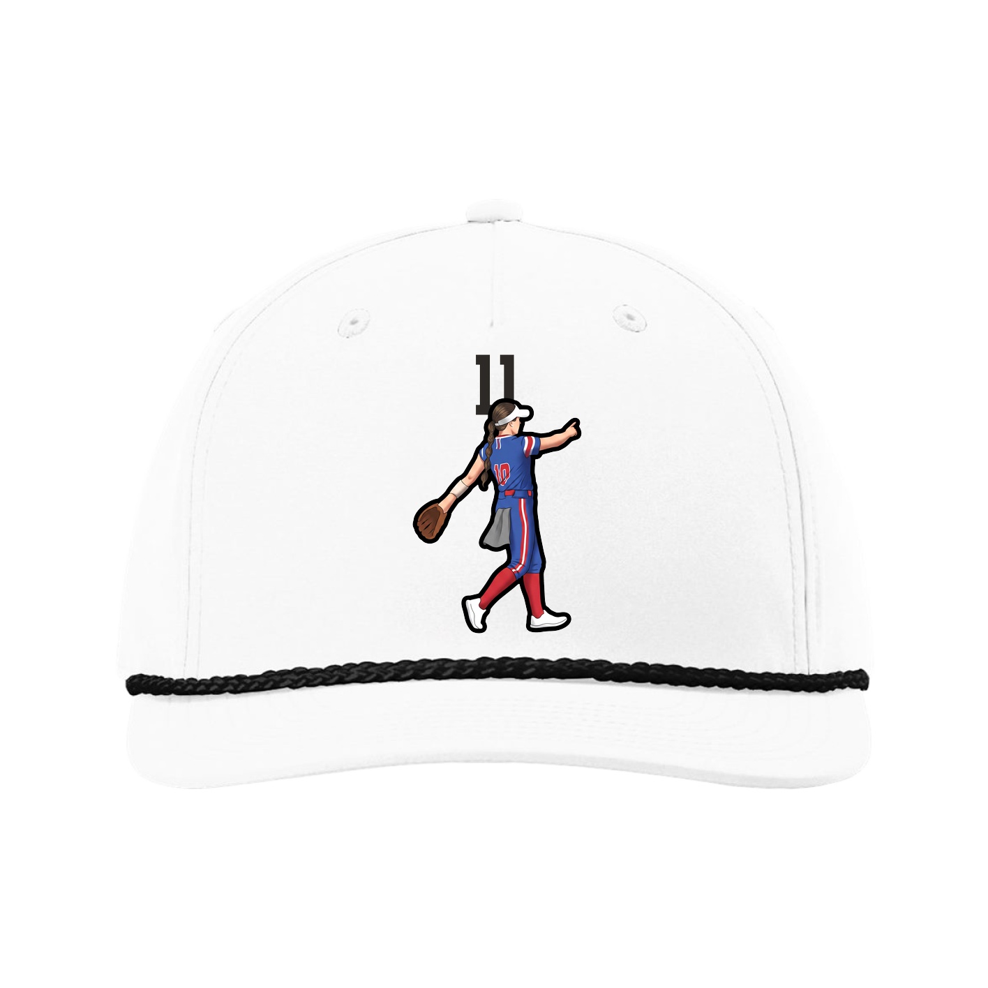 Five-Panel Classic Rope Cap — Number Top in White
