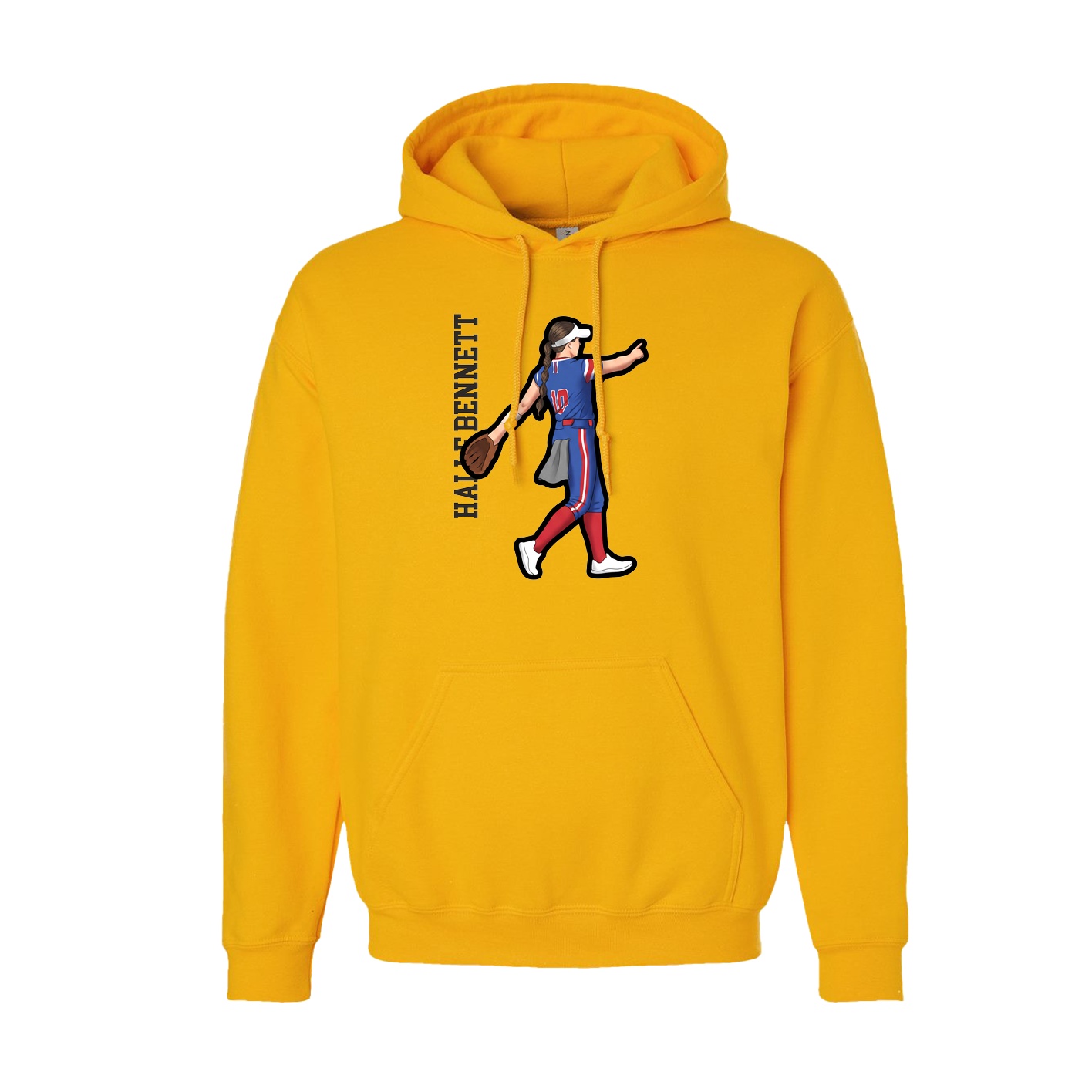 Youth Hoodie — Name Vertical in Gold