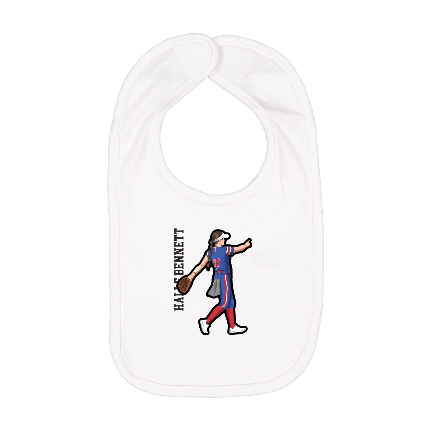 Infant Bib — Name Vertical in White