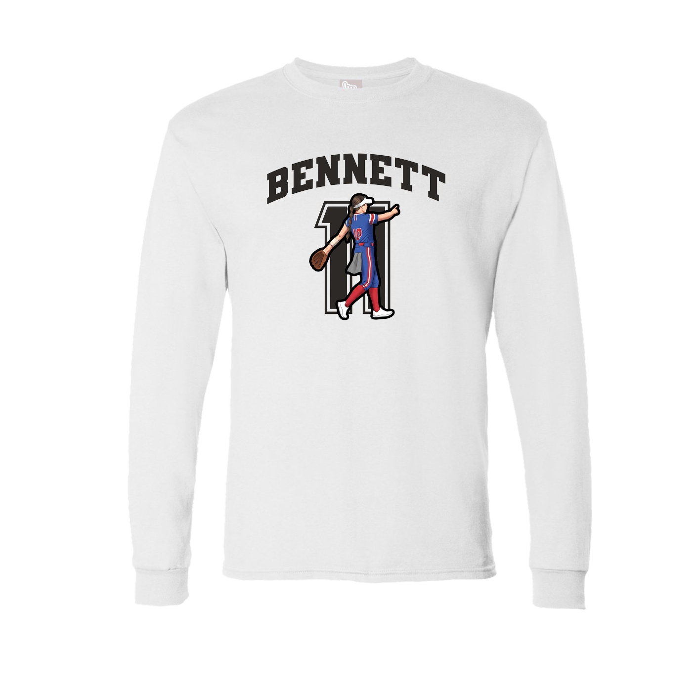 Long Sleeve Tee — Number in White