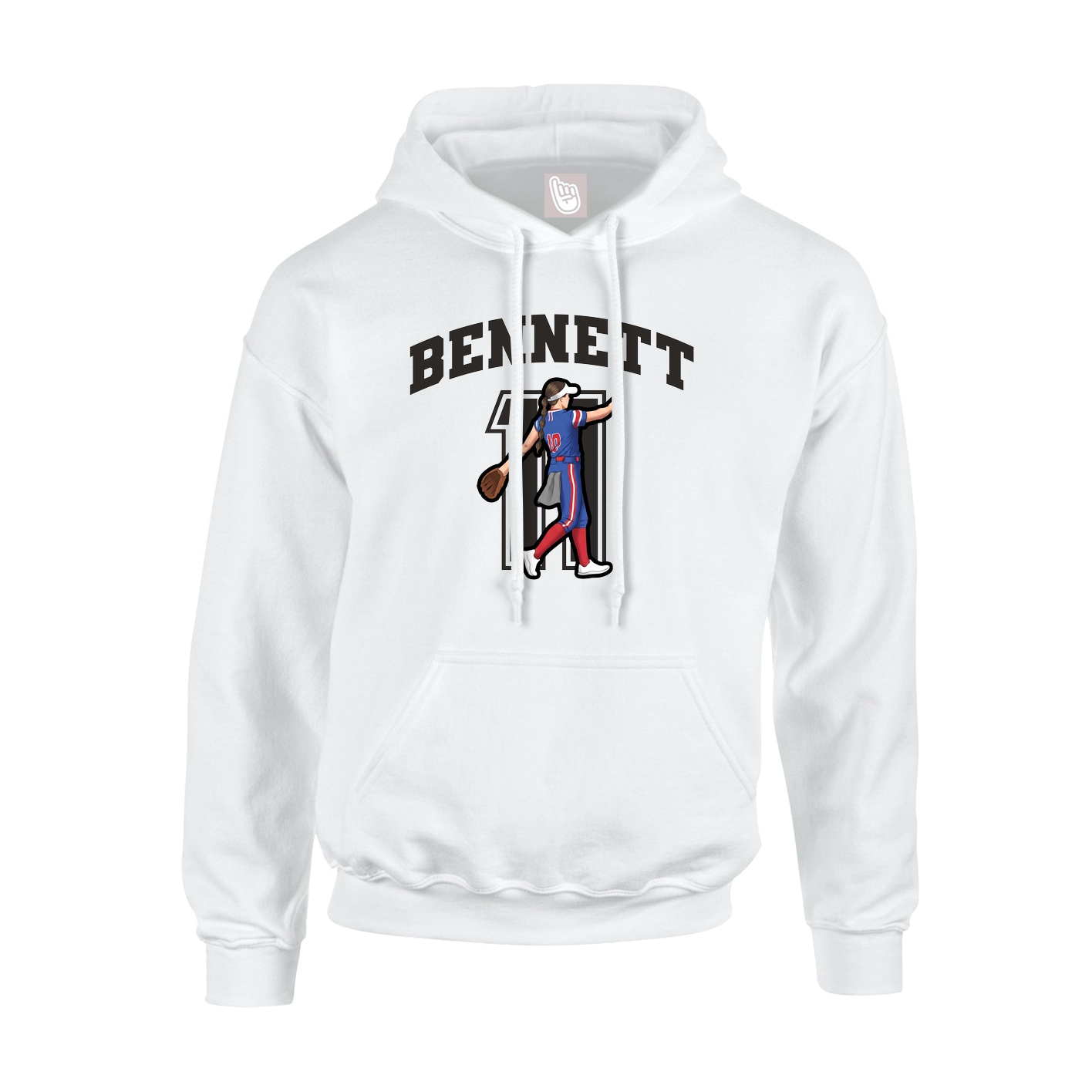 Hoodie — Number in White