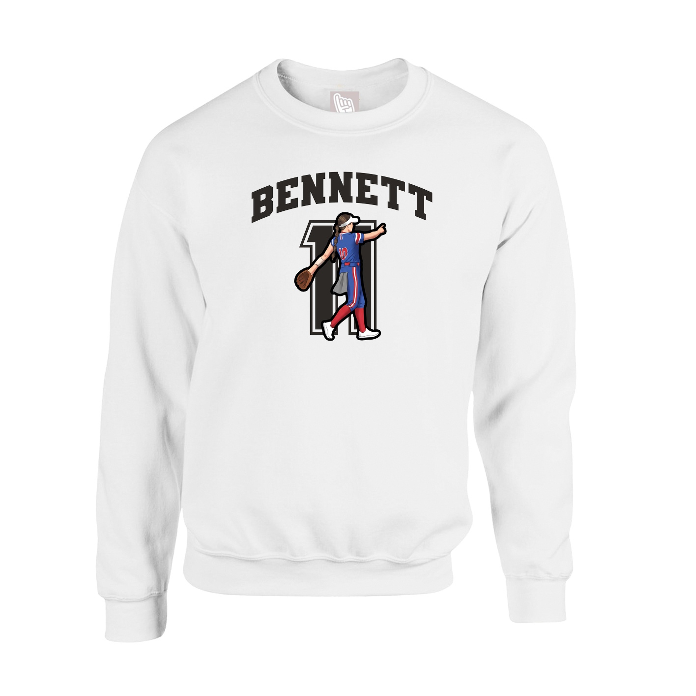 Fleece Crew — Number in White