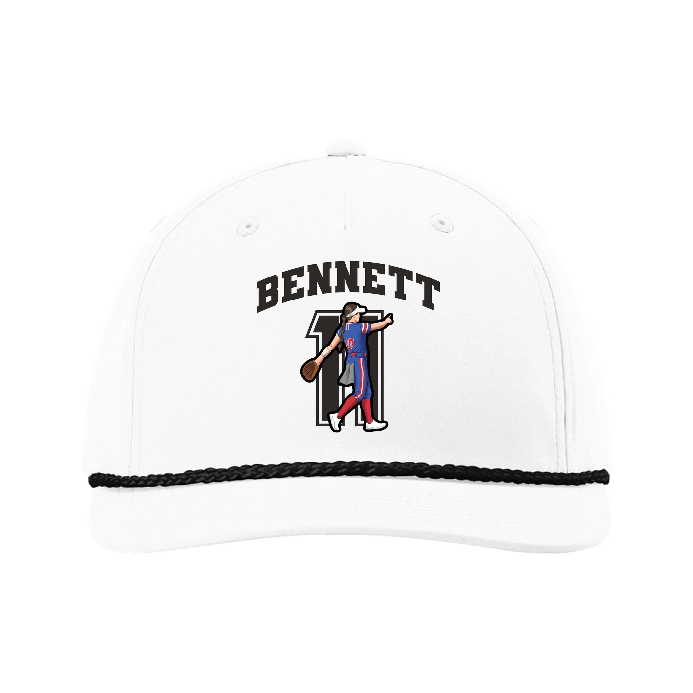 Five-Panel Classic Rope Cap — Number in White