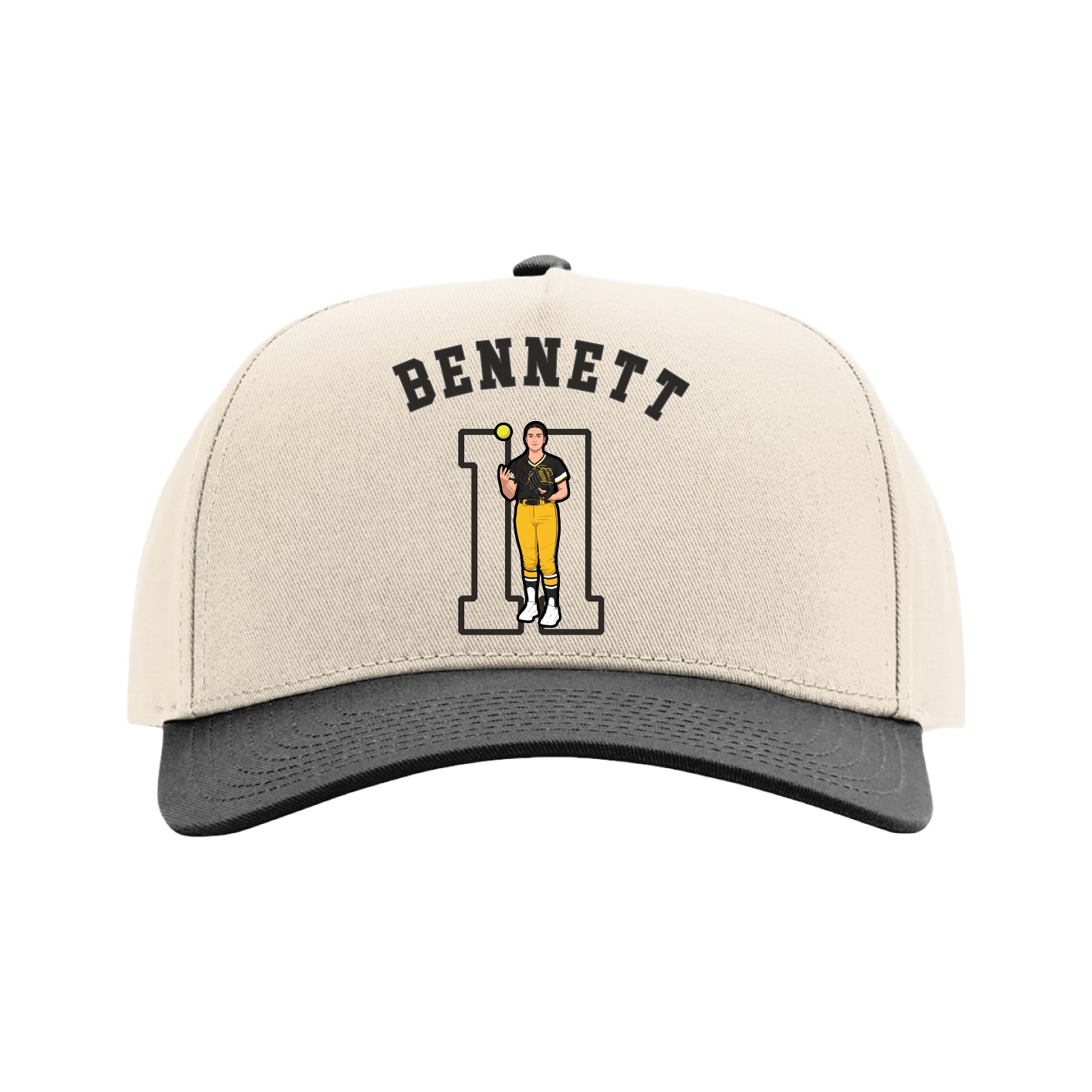 Full Fabric Five-Panel Champ Cap — Shirsey Arch in Cream/Black