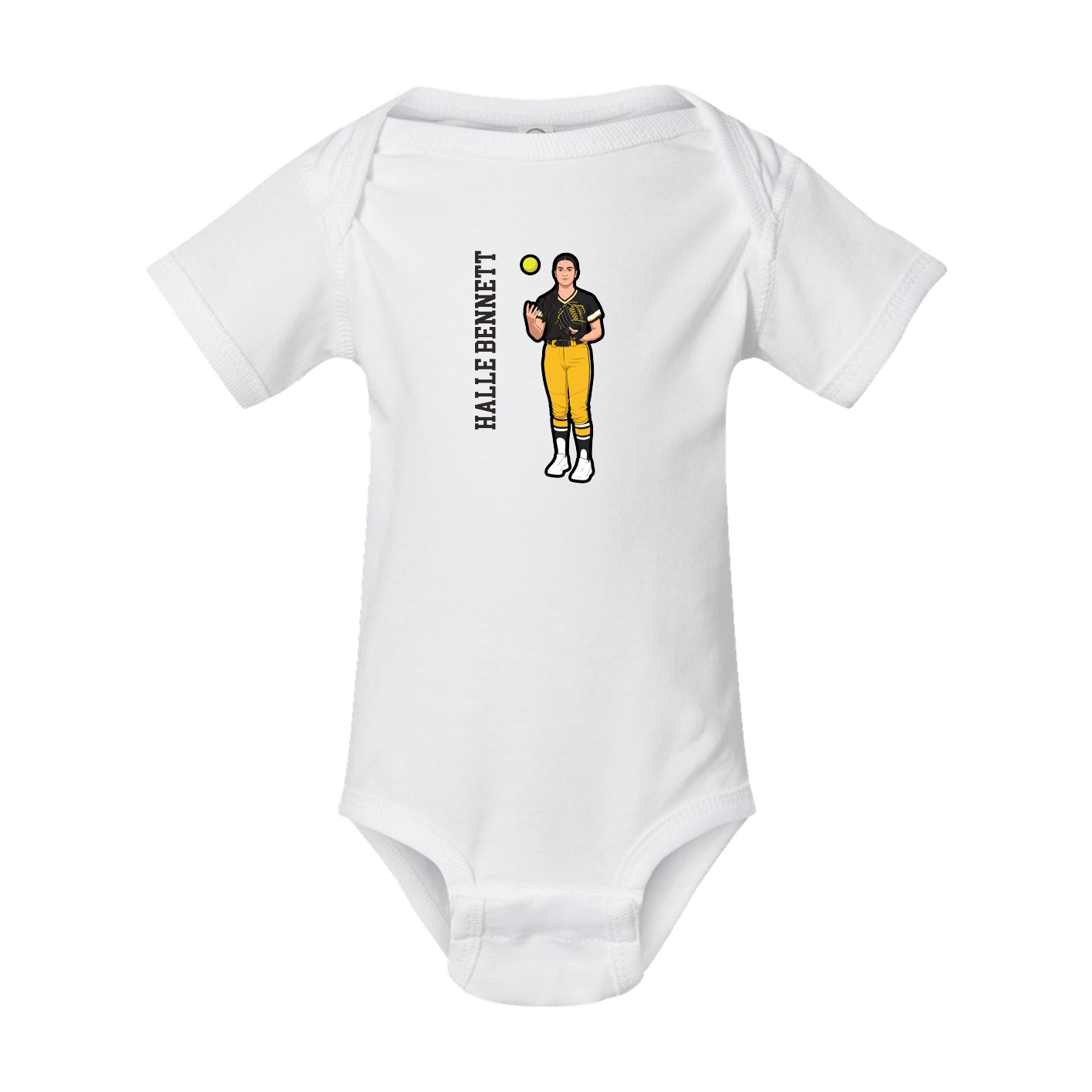 Baby Onesie — Name Vertical in White