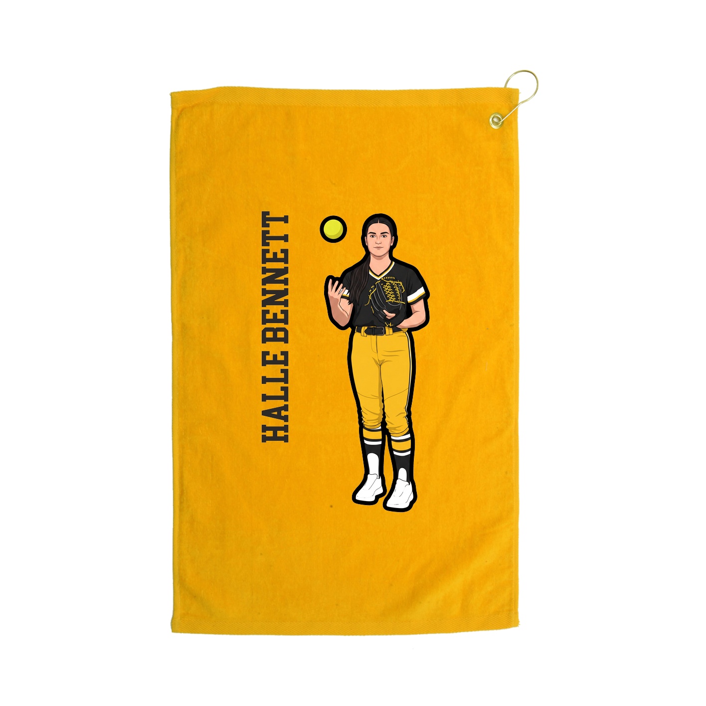 Golf Towel — Name Vertical in Gold