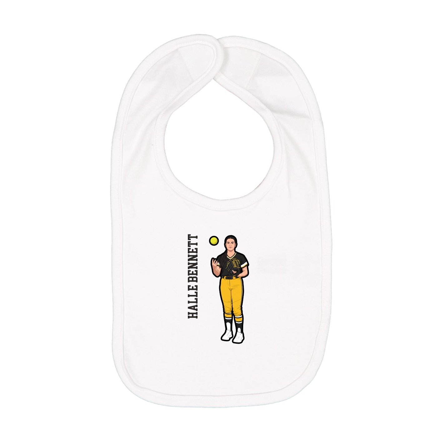 Infant Bib — Name Vertical in White