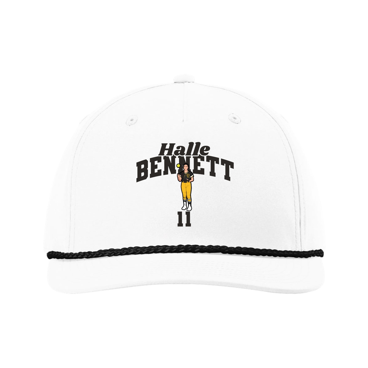 Five-Panel Classic Rope Cap — Signature Arch in White