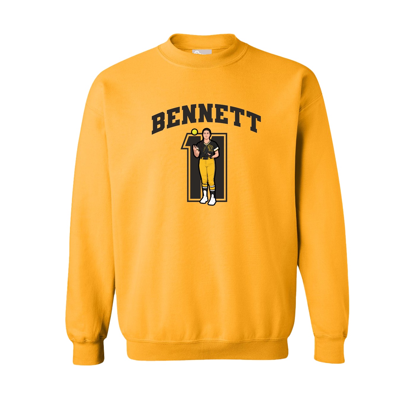 Fleece Crew — Number in Gold