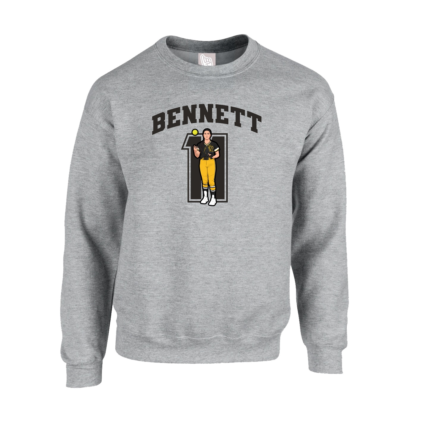 Fleece Crew — Number in Grey