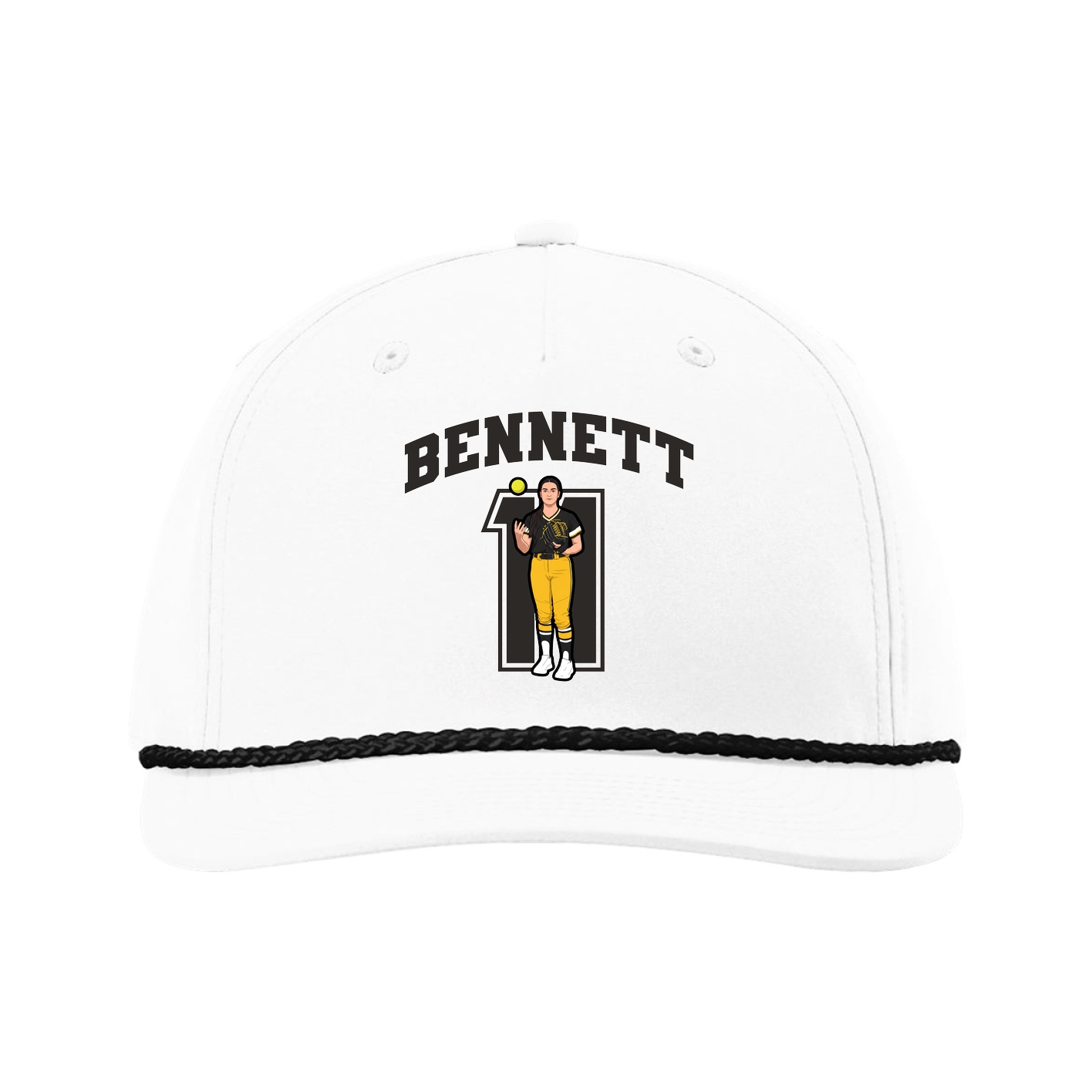 Five-Panel Classic Rope Cap — Number in White