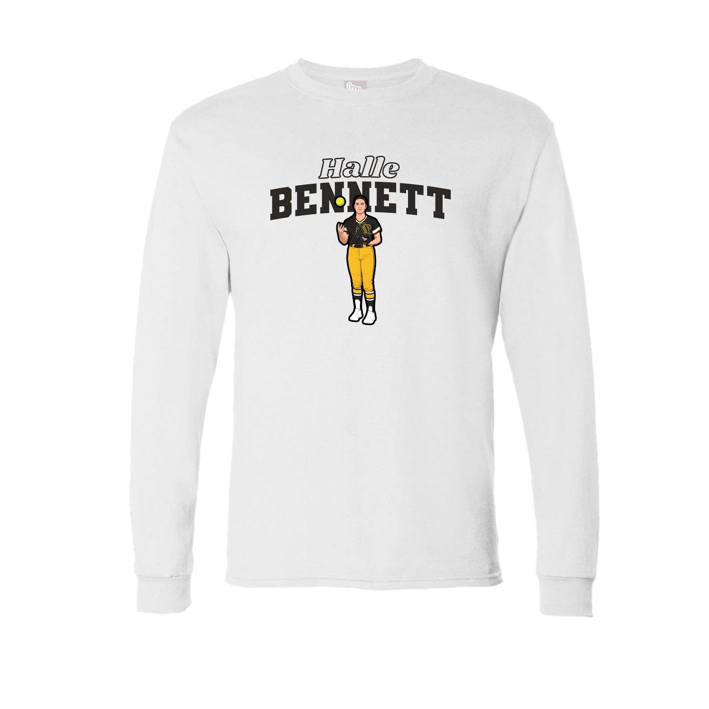 Long Sleeve Tee — Name Arch in White
