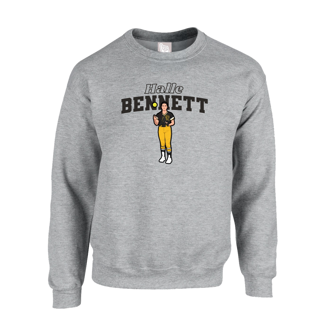 Fleece Crew — Name Arch in Grey