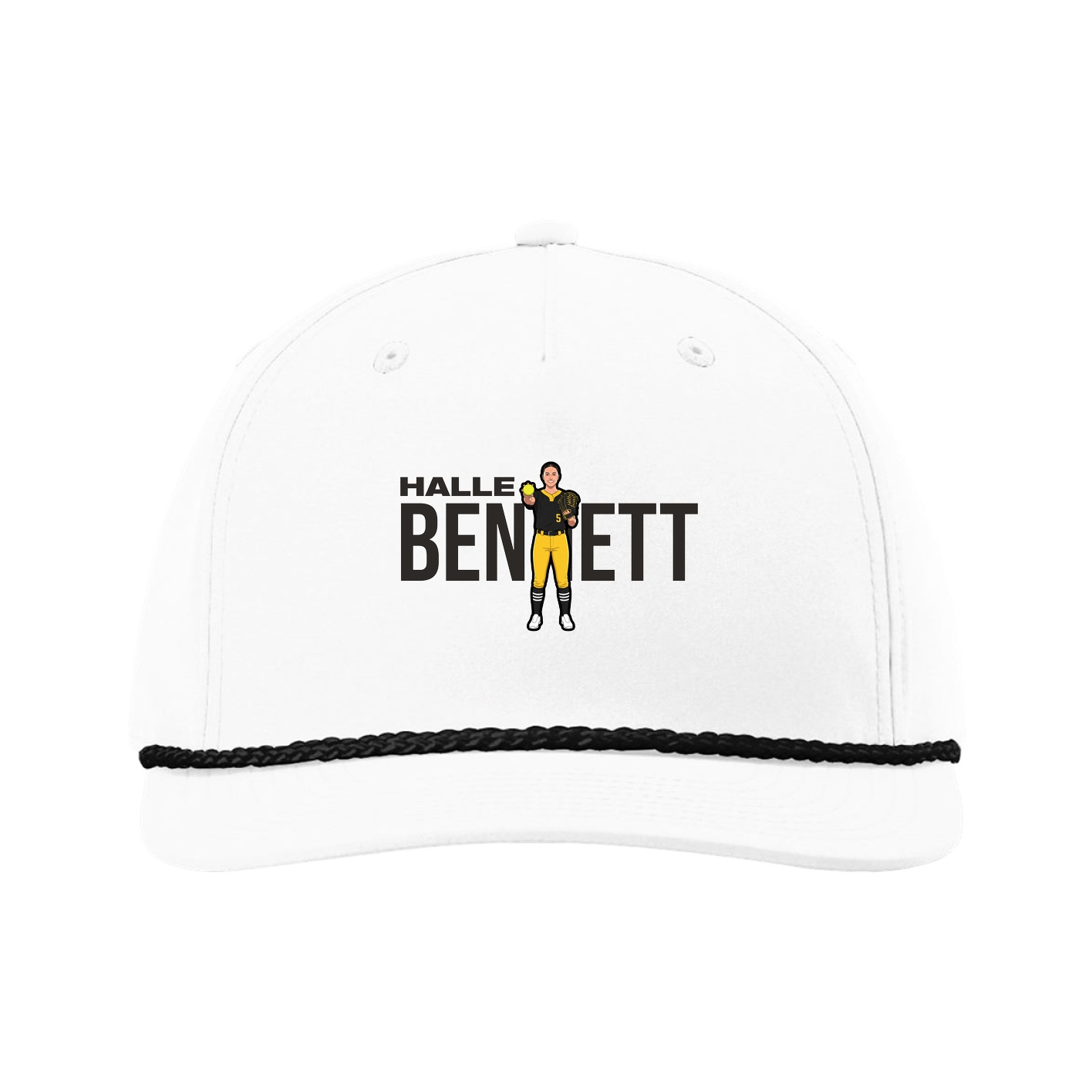 Five-Panel Classic Rope Cap — Player Name in White