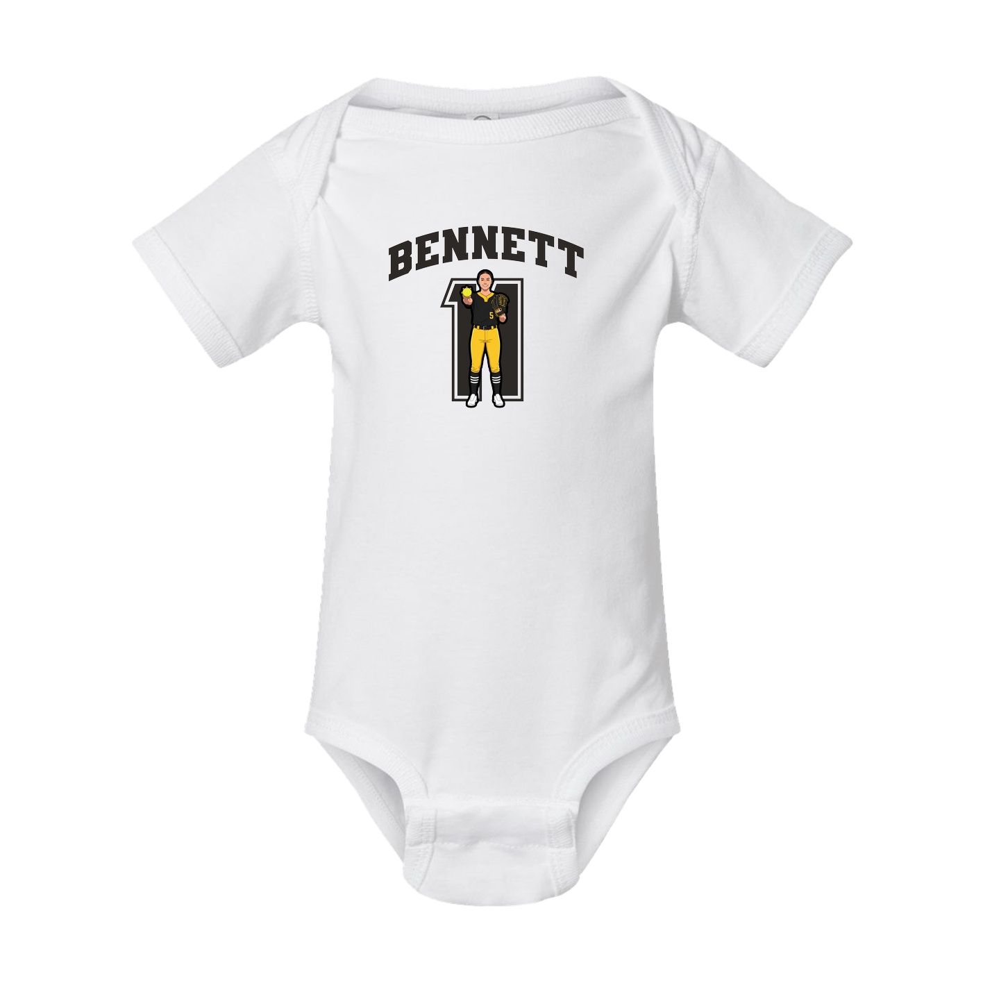 Baby Onesie — Number in White
