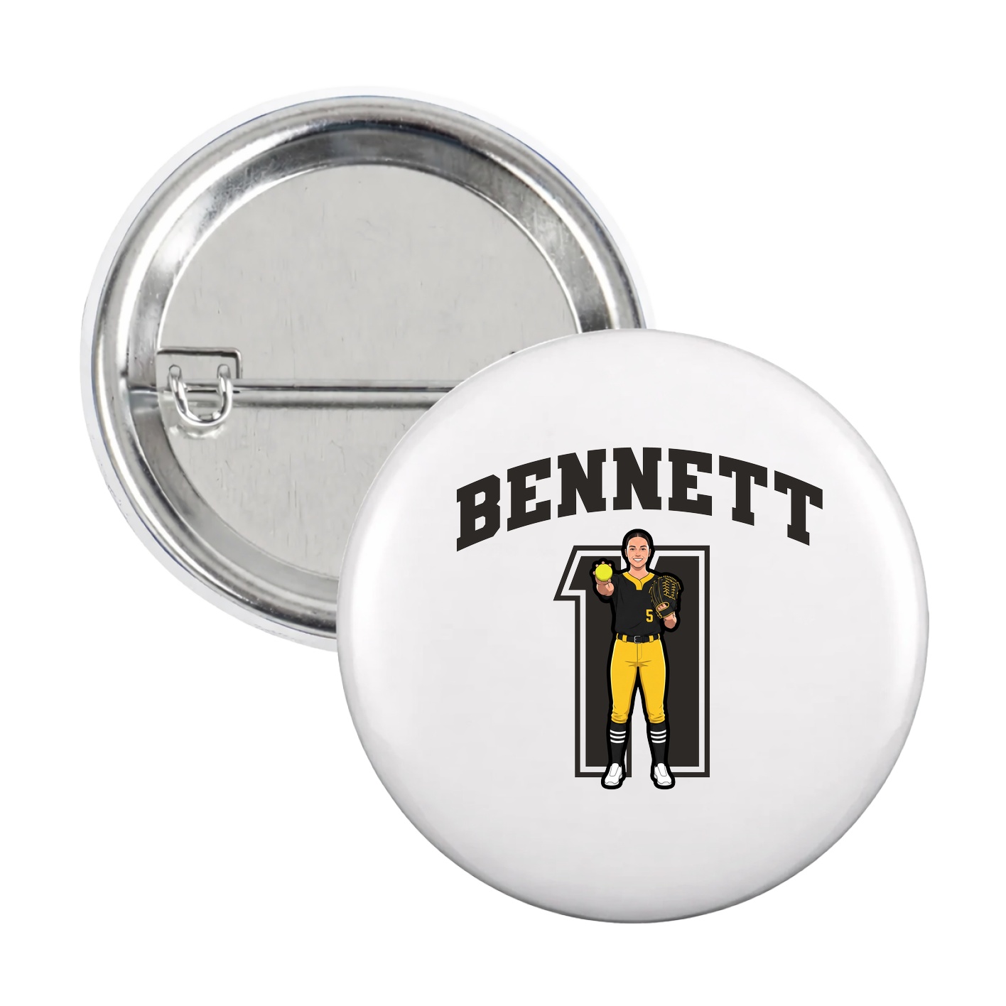 Game Day Button — Number in White