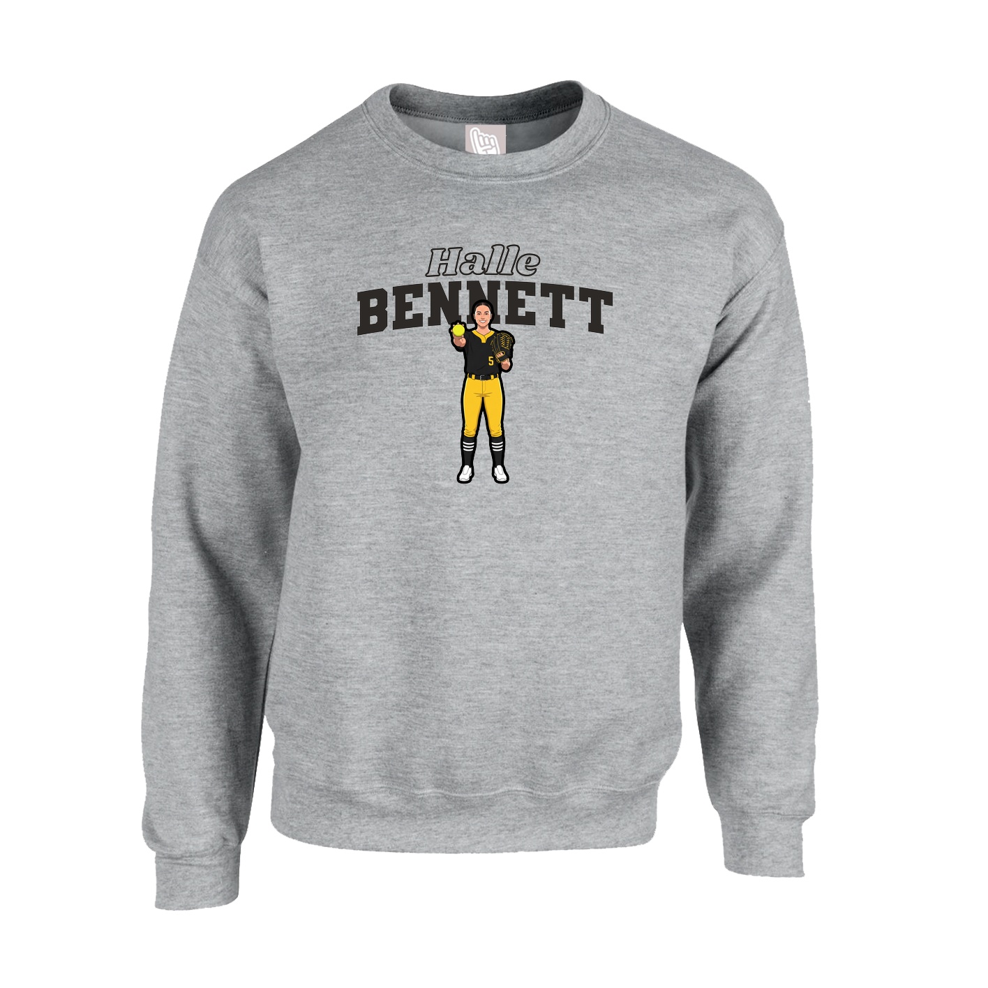 Fleece Crew — Name Arch in Grey