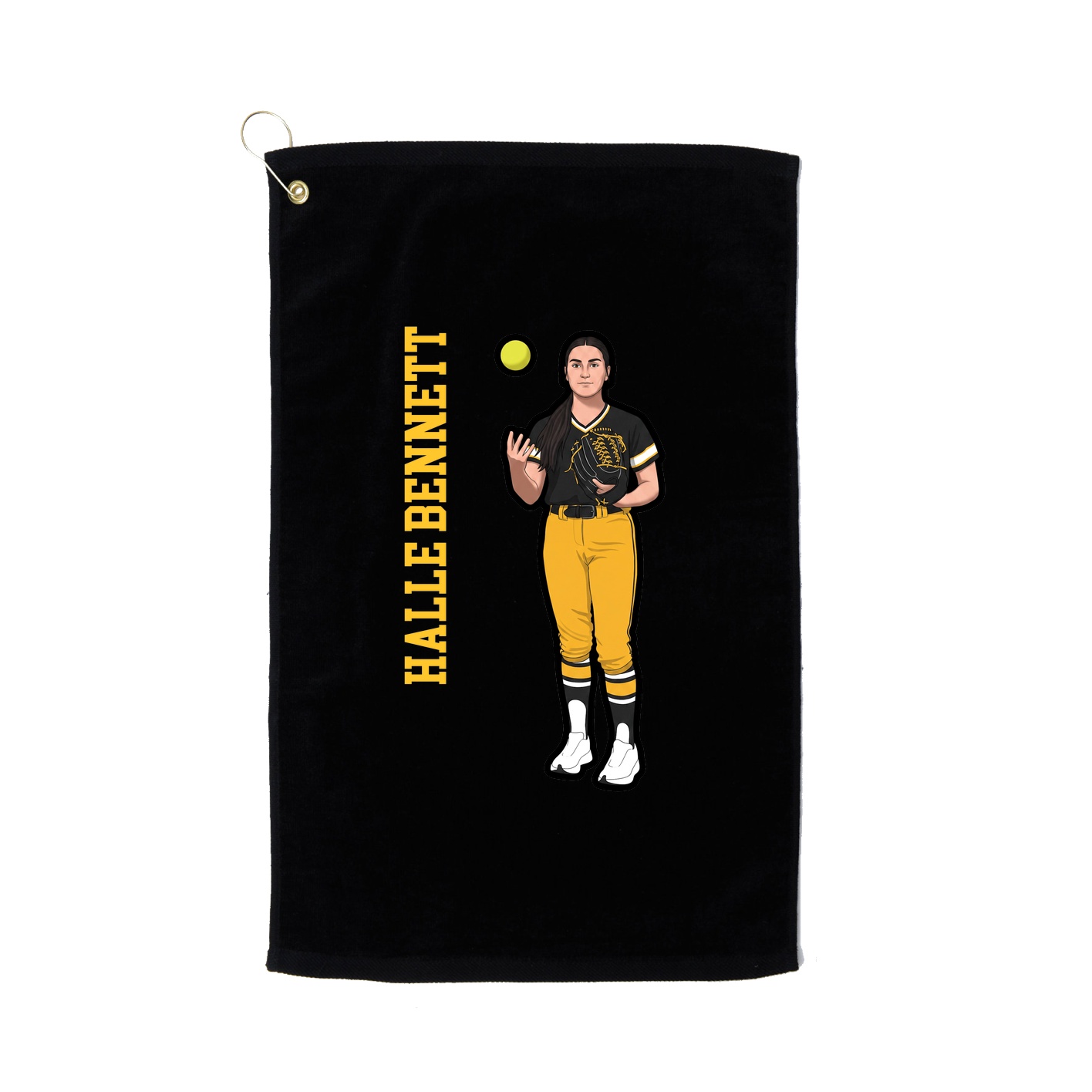 Golf Towel — Name Vertical in Black