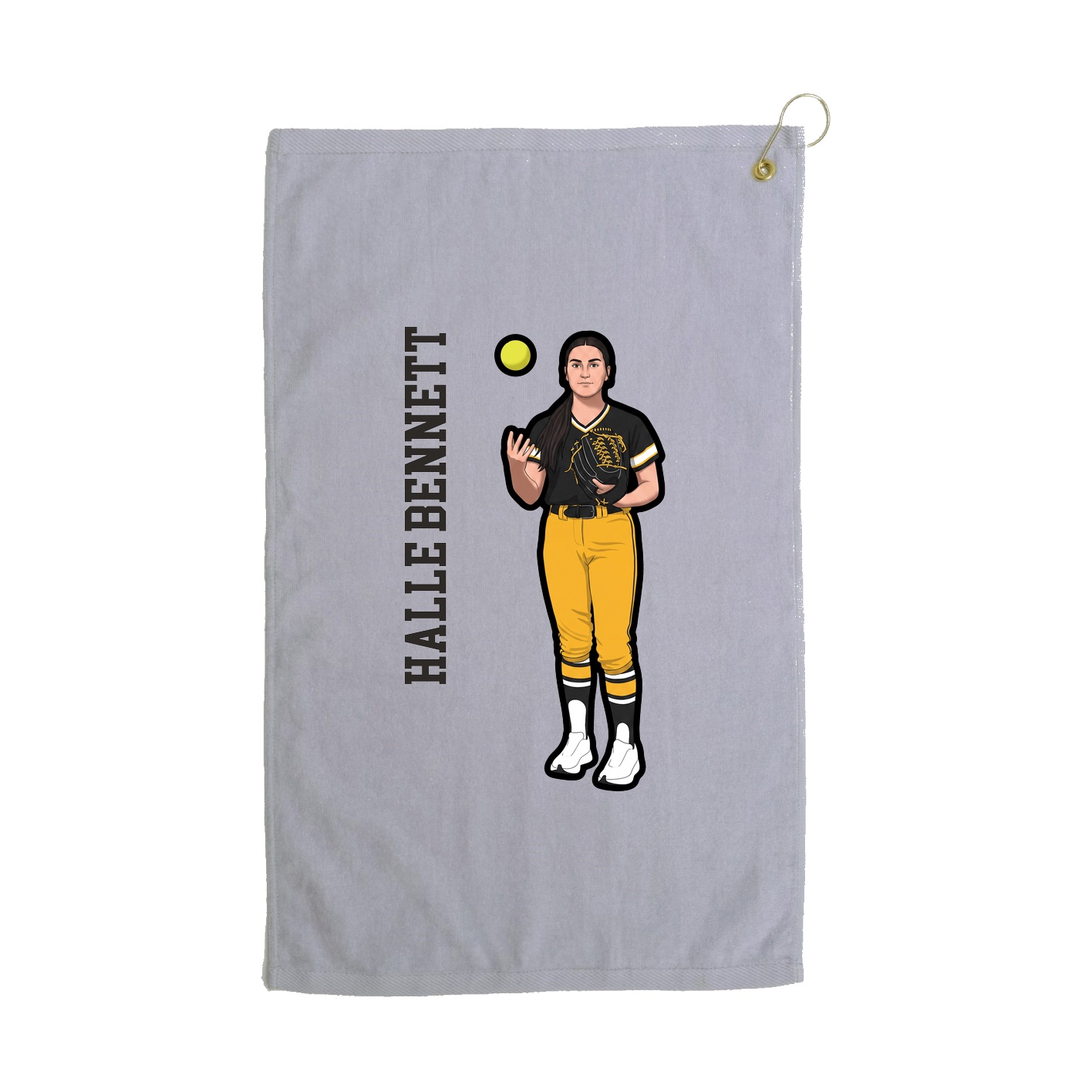 Golf Towel — Name Vertical in Grey
