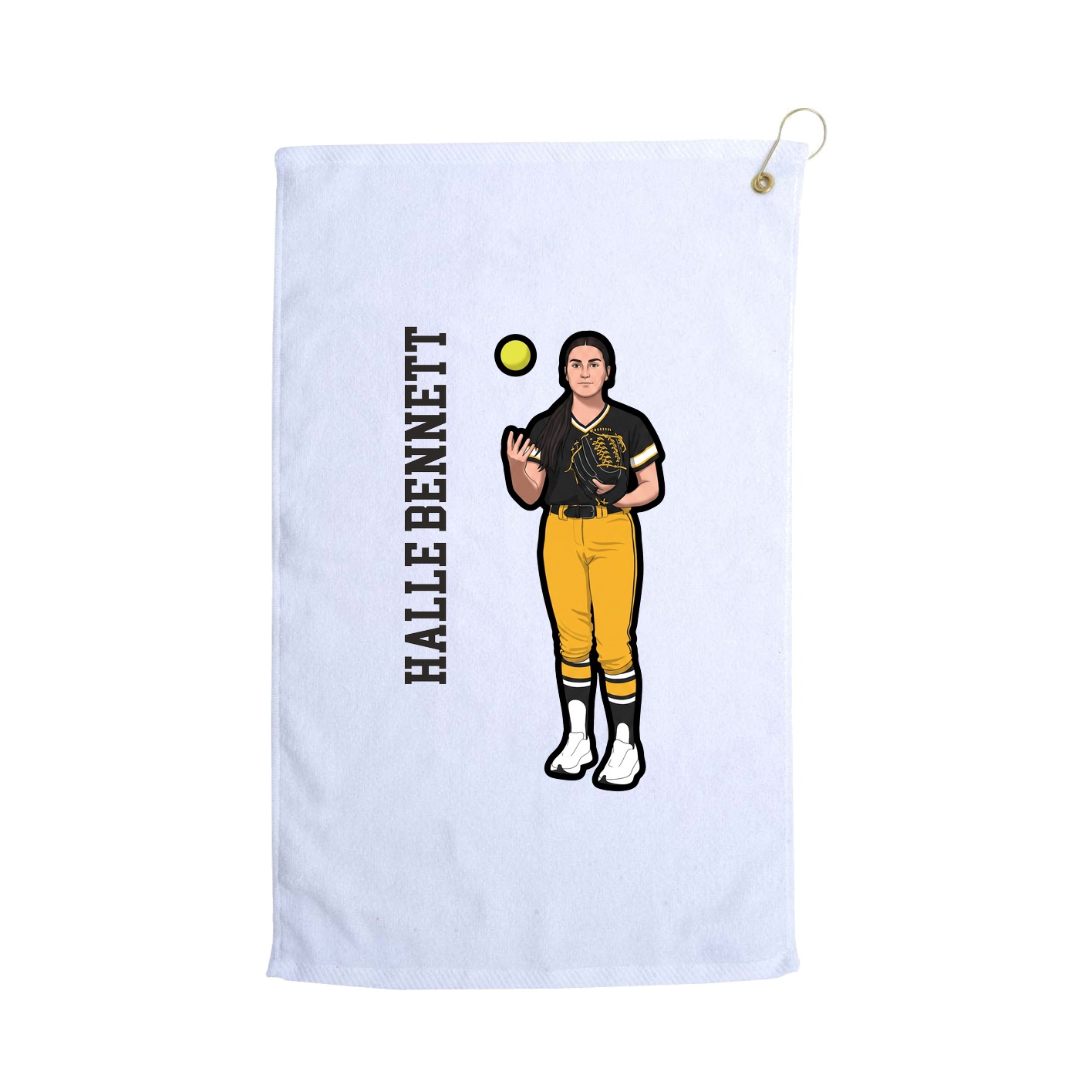 Golf Towel — Name Vertical in White