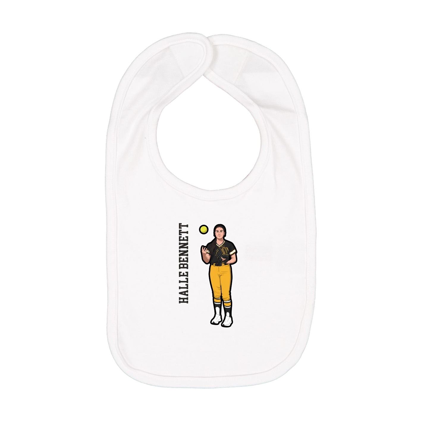 Infant Bib — Name Vertical in White