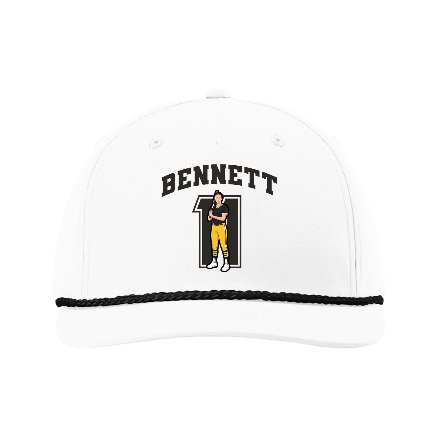 Five-Panel Classic Rope Cap — Number in White