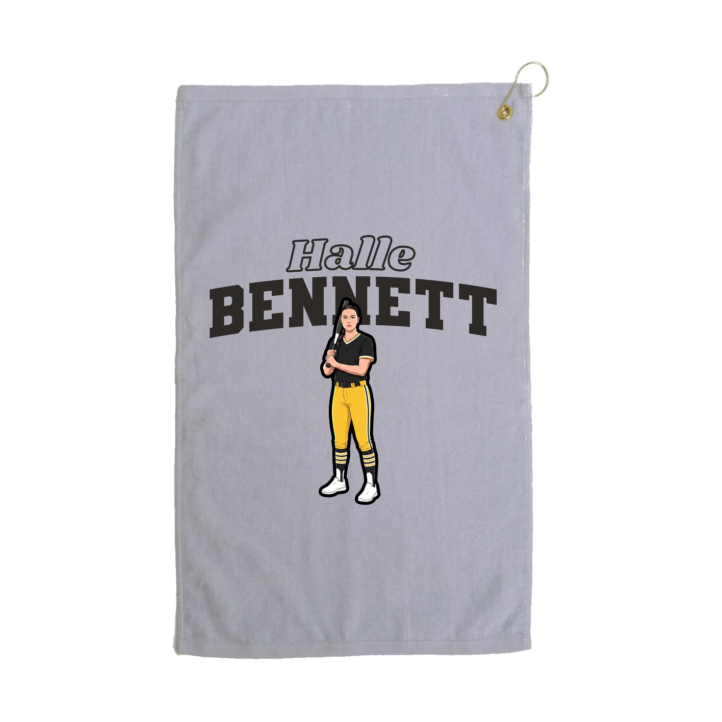 Golf Towel — Name Arch in Grey