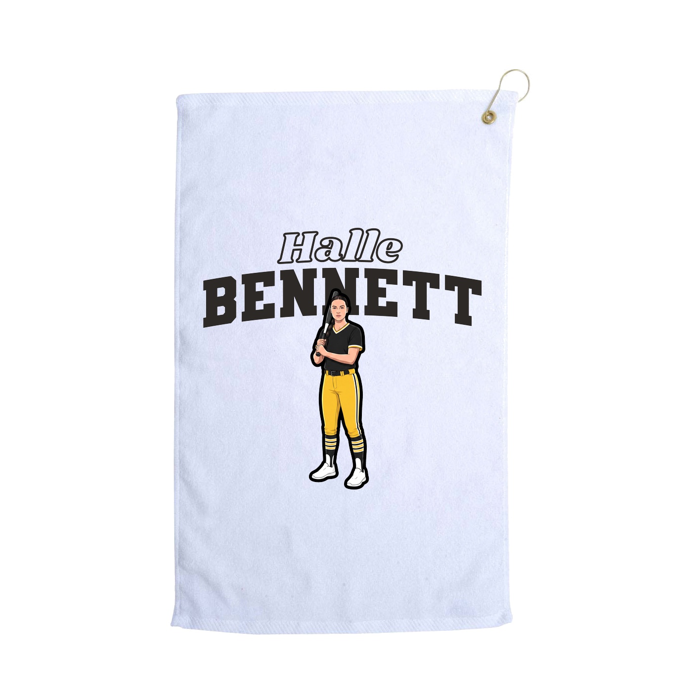 Golf Towel — Name Arch in White