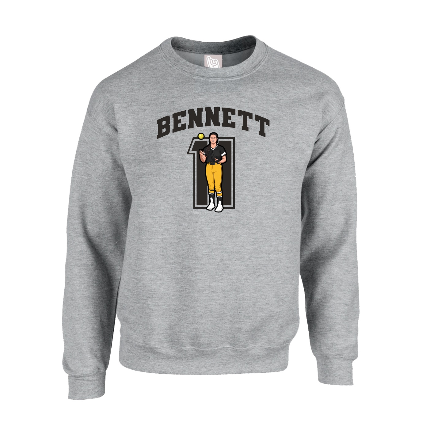 Fleece Crew — Number in Grey