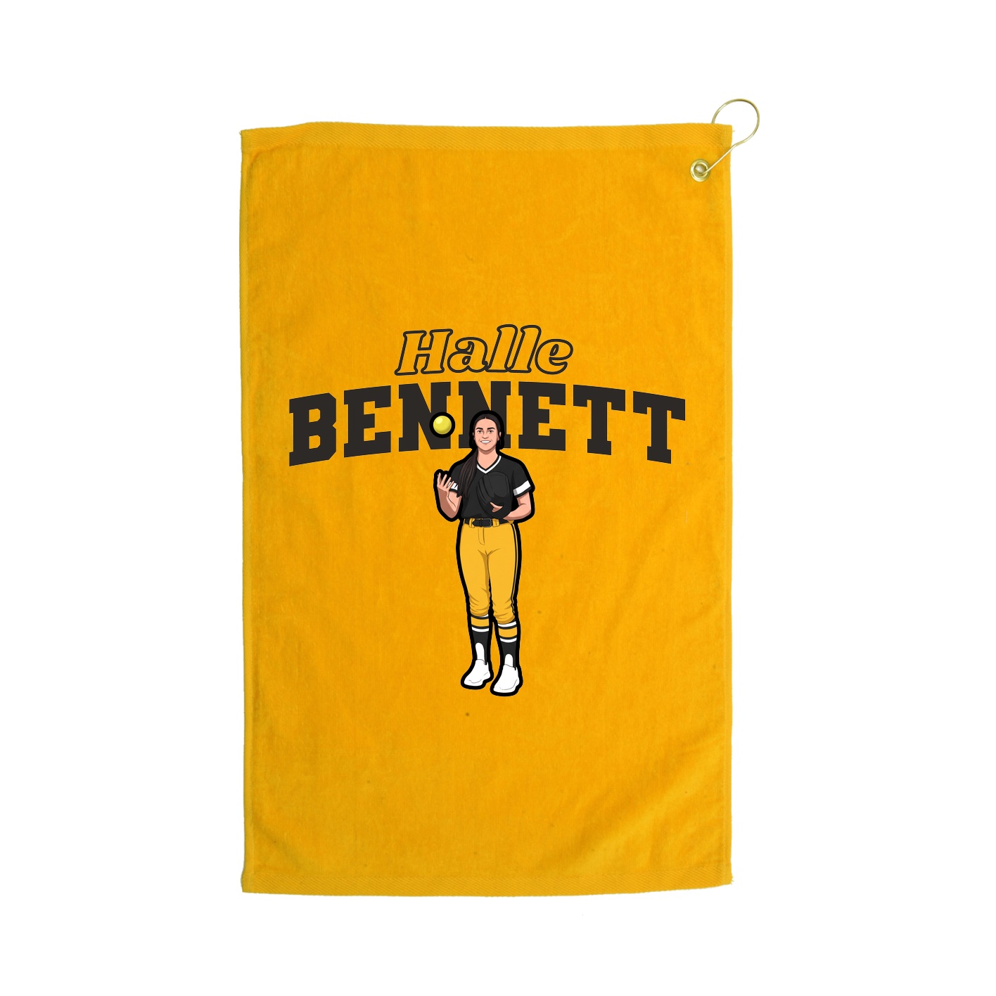 Golf Towel — Name Arch in Gold