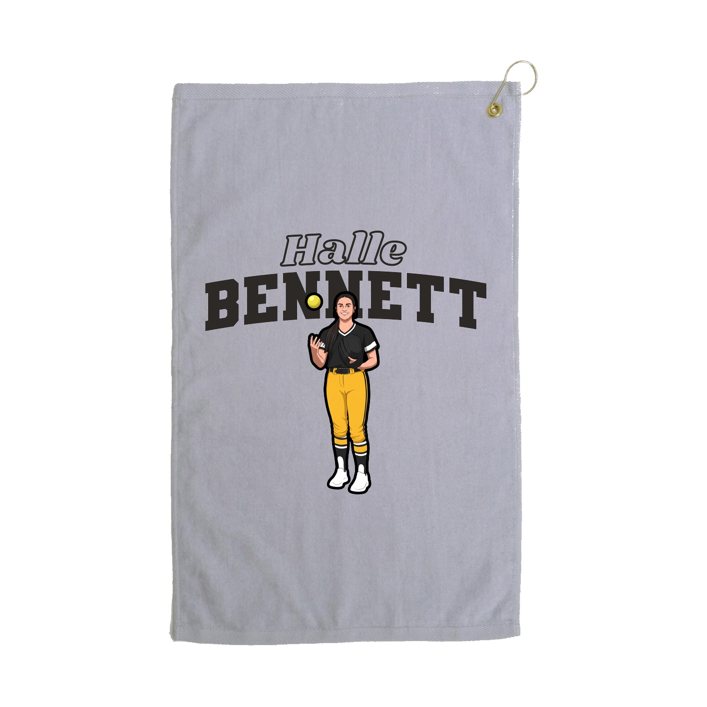 Golf Towel — Name Arch in Grey