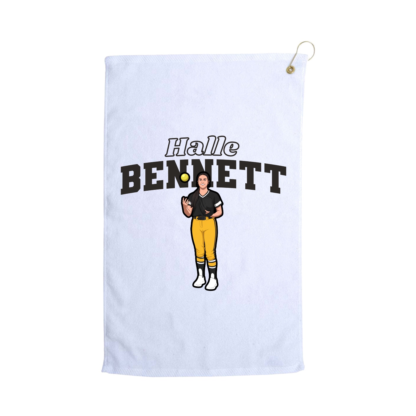 Golf Towel — Name Arch in White