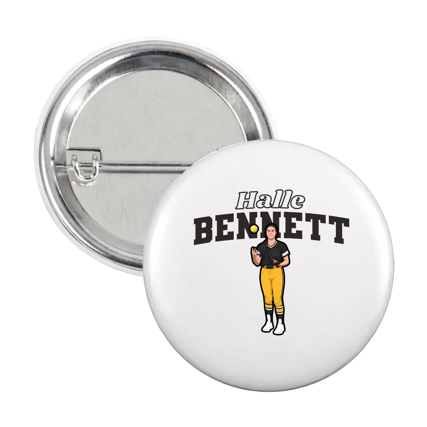 Game Day Button — Name Arch in White