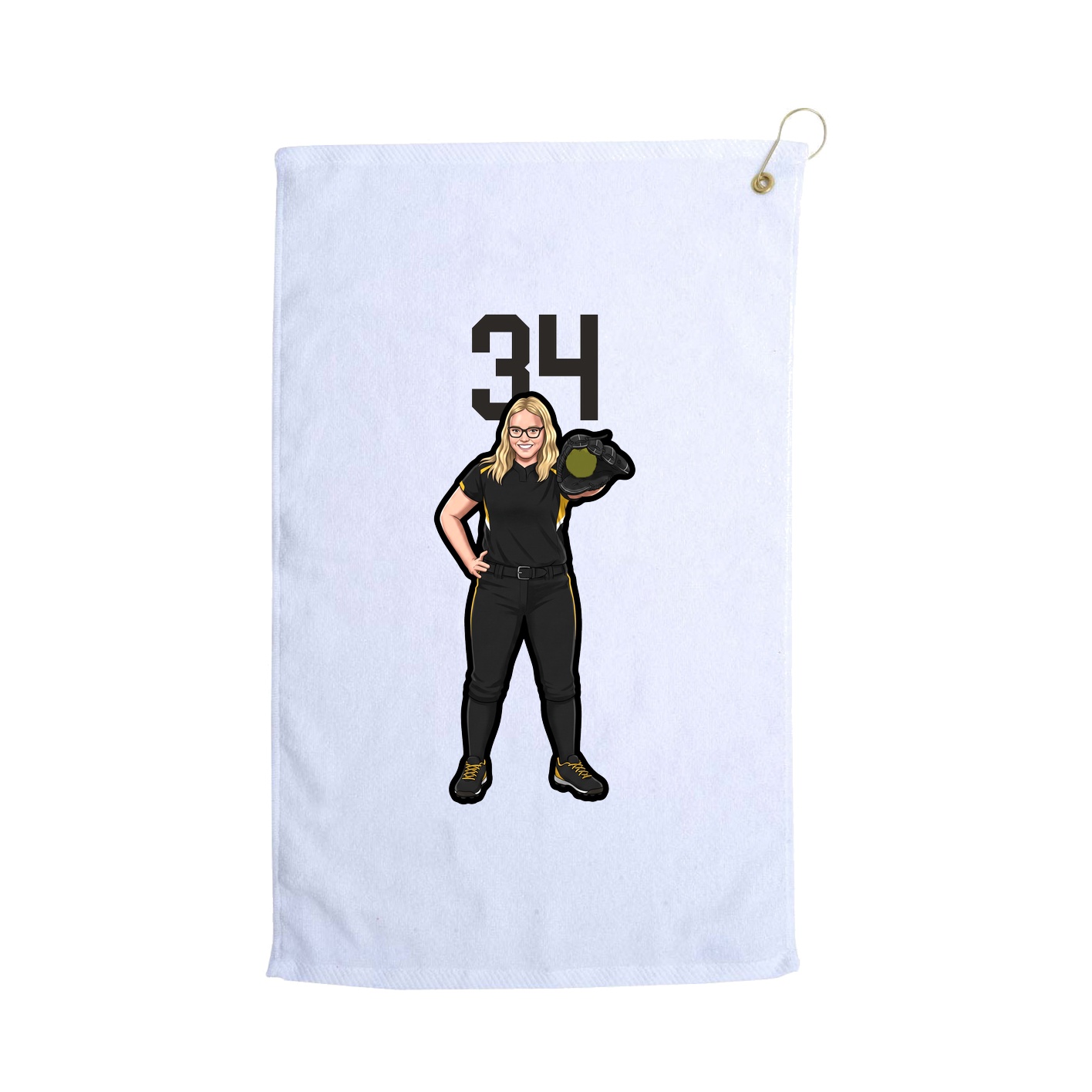 Golf Towel — Number Top in White