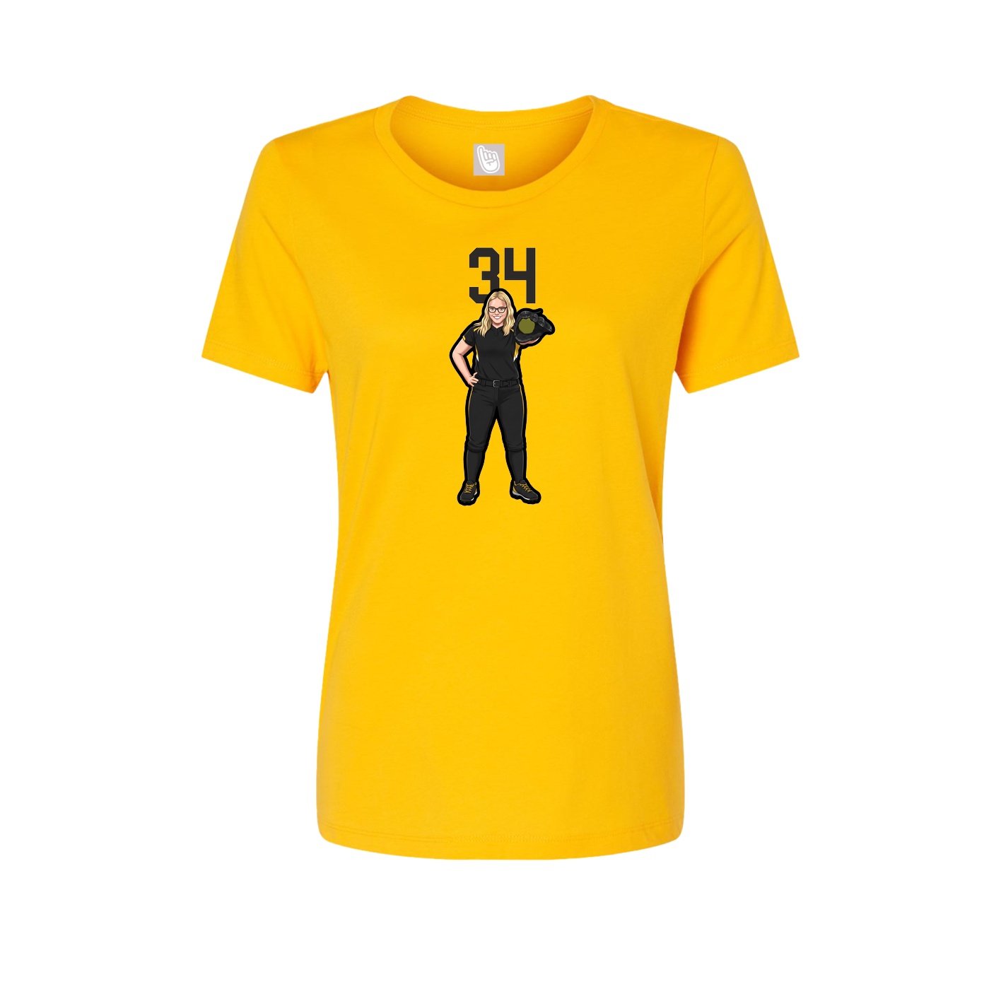 Fitted Women's Tee — Number Top in Gold