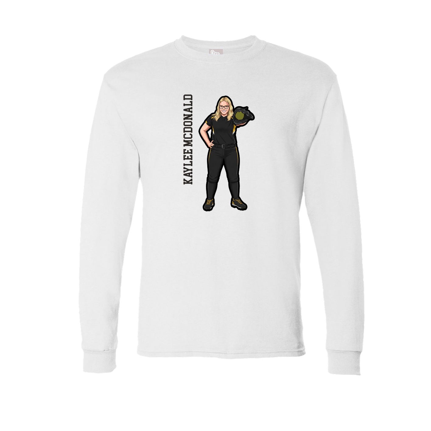 Long Sleeve Tee — Name Vertical in White