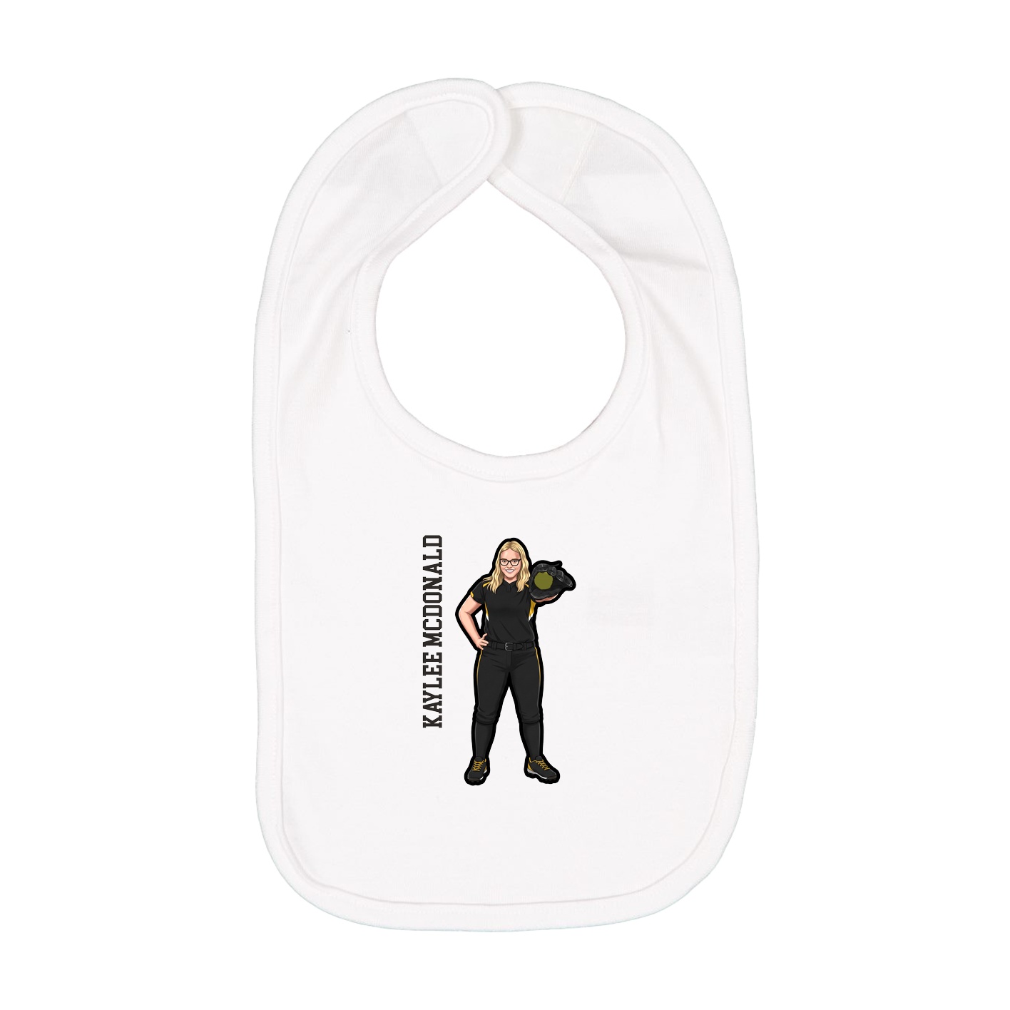 Infant Bib — Name Vertical in White