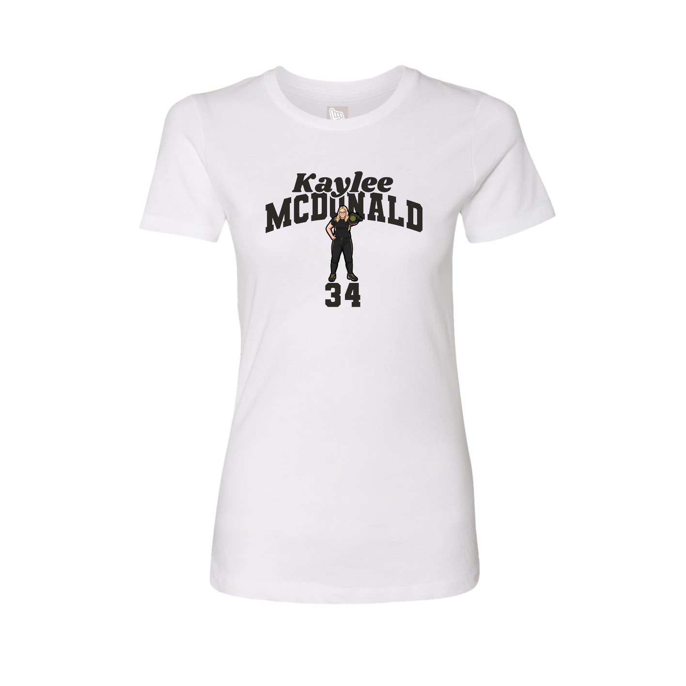 Fitted Women's Tee — Signature Arch in White